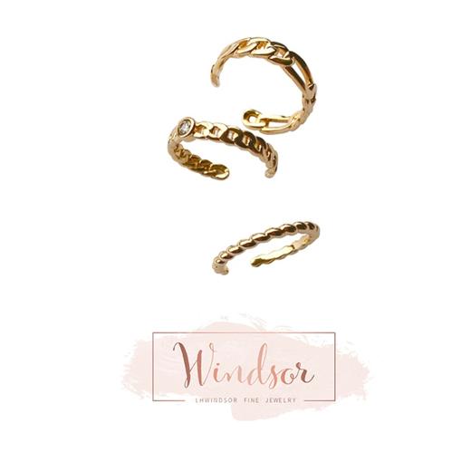 LHWINDSOR 链条戒指 bold and fun三条cable自由叠加简约个性指环 商品图0