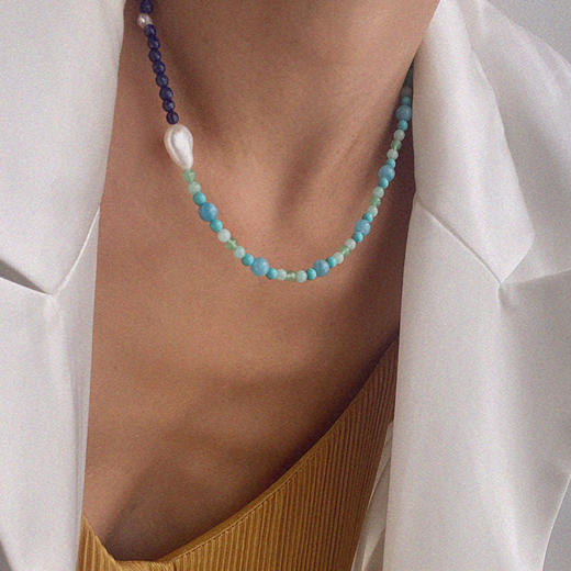 LHWINDSORglacier冰川项链原创设计松石珍珠颈链手工串珠颈链 商品图4