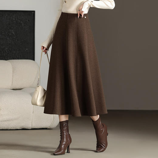 羊毛裙秋冬季新款，高腰显瘦中长款半身裙YGLR7073 商品图0