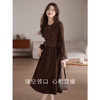 【专属特价】熙世界秋冬配大衣的针织连衣裙女新款美拉德穿搭风磨毛假两件裙子 商品缩略图1