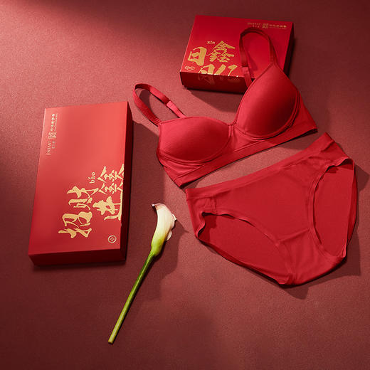 金三塔 100%桑蚕丝女士基础文胸内裤红色新年礼盒装 商品图1