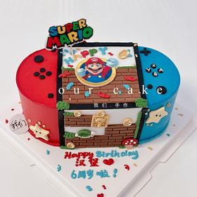 任天堂游戏机马里奥卡通蛋糕（外观色素较重/介意慎拍）-低糖处理无添加