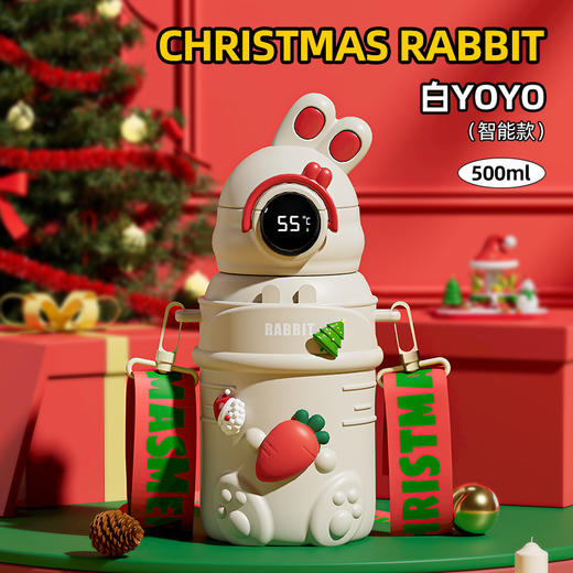 【圣诞系列！yoyo兔智能儿童保温杯】可爱女学生吸管杯316不锈钢弹跳盖防摔水杯，清晰数显，告别试温烦恼。ry 商品图9