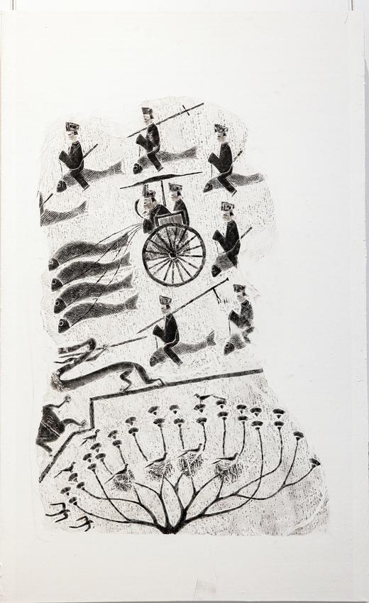 【河伯出行】汉代石刻拓本 商品图0