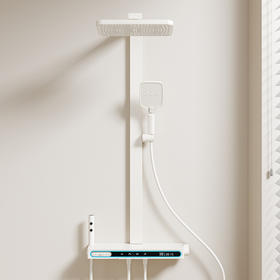 网红奶油风淋浴恒温数显全铜花洒套装浴室装修 增压 背喷腰喷SPA 数显 氛围灯钢琴键 五档增压套装1520