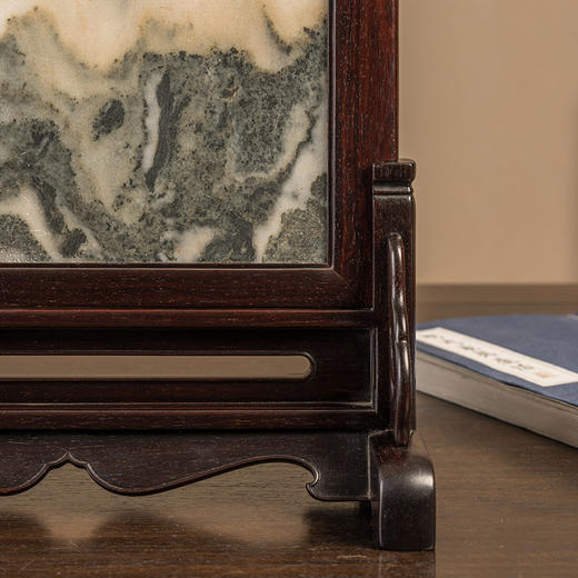 二十世纪 紫檀镶云石插屏 商品图3