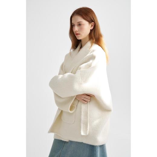 MAISON CECILE柔软双面苏力羊驼羊毛短款宽松大衣 商品图0