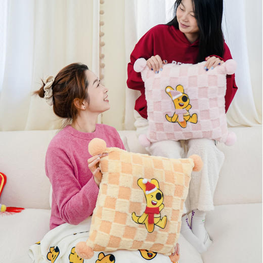蛇年系列团团毛绒格纹抱枕 商品图2