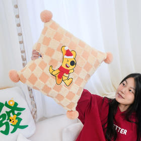 蛇年系列团团毛绒格纹抱枕