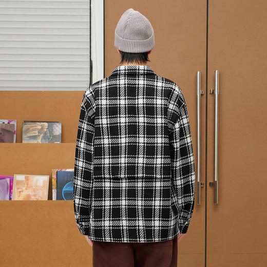 gxg.jeans男装冬季夹克 黑白格纹设计翻领夹克JEX12101894 商品图2