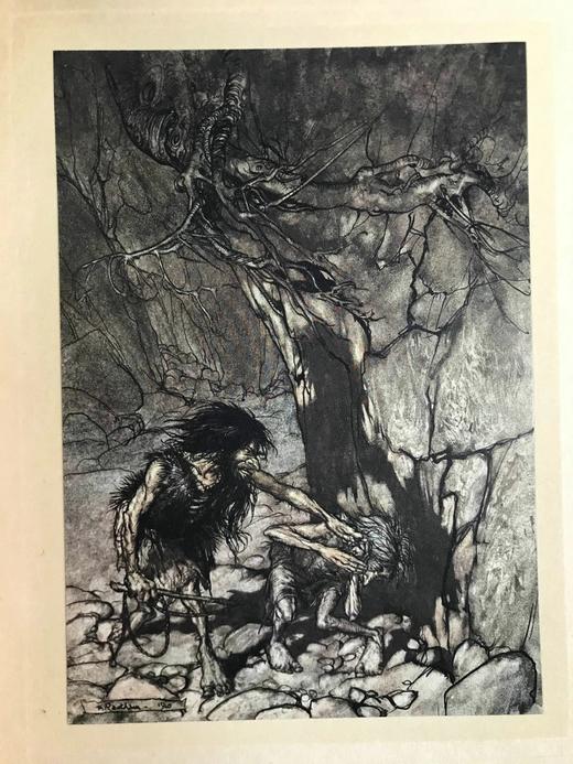 1914-30年 瓦格纳《尼伯龙根的指环》（全2卷） 鬼才拉克姆64幅彩色手工贴图 漆布精装16开 商品图13