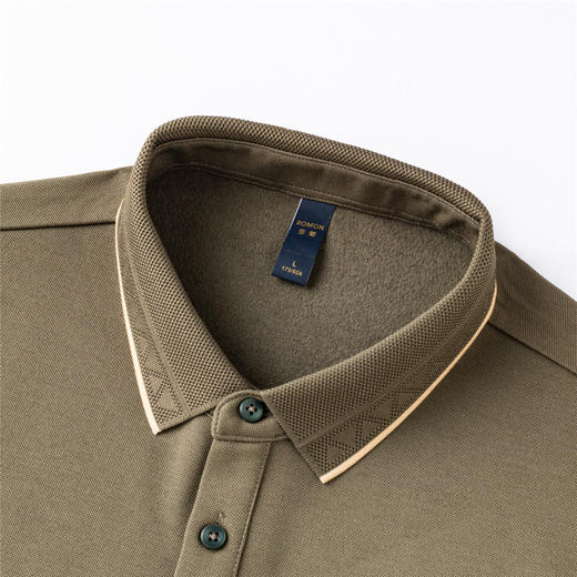 罗蒙秋冬男士加绒长袖Polo衫含羊毛蚕丝双面磨毛休闲百搭polo衫长袖t恤男 商品图5