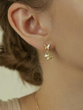 Oflye潮流饰品  耳坠大小双蝴蝶造型耳环精致轻奢高级感耳钉新款