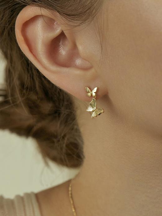Oflye潮流饰品  耳坠大小双蝴蝶造型耳环精致轻奢高级感耳钉新款 商品图0