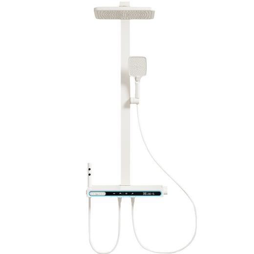 网红奶油风淋浴恒温数显全铜花洒套装浴室装修 增压 背喷腰喷SPA 数显 氛围灯钢琴键 五档增压套装1520 商品图4