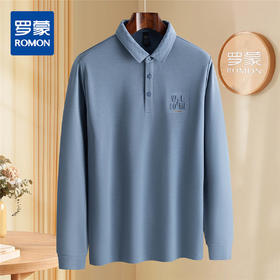 罗蒙男士Polo衫秋冬保暖含羊毛蚕丝双面磨毛时尚凹凸工艺polo衫男长袖t恤男