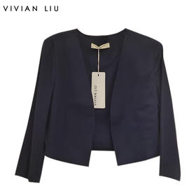 VIVIAN LIU R2433101夏女装新款时尚V领宽松短款长袖开襟外套