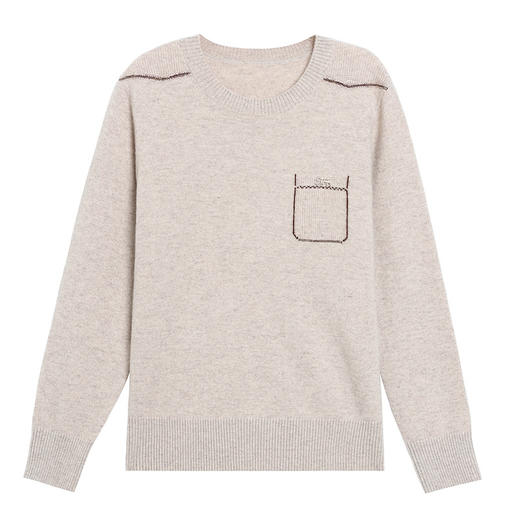 CC-MH-332女士100纯羊毛衫新款2024秋冬季针织打底衫内搭圆领上衣妈妈毛衣 商品图4