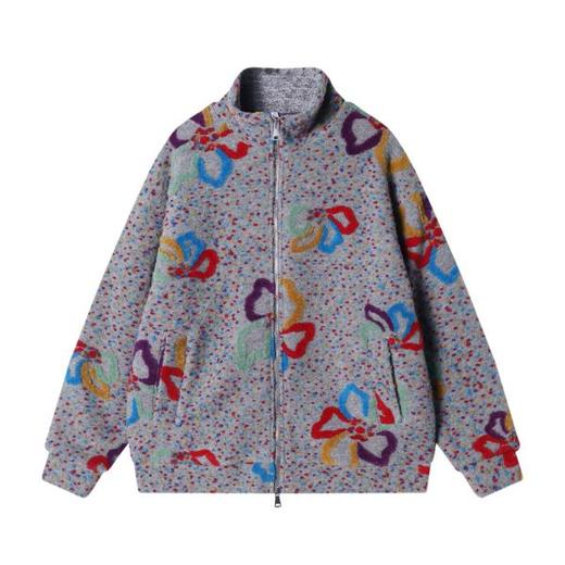 WT172秋冬新款男士绒面刺绣彩点绣花时尚设计韩版半高领长袖宽松外套 商品图1