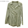 VIVIAN LIU R2443006初秋女装新款翻V领不规则下摆长袖衬衫 商品缩略图0