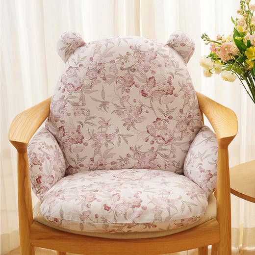 桃花夭夭系列小熊坐垫靠垫一体椅子坐垫靠背办公室上班久坐神器电脑椅 商品图1