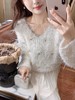 张心子【樱花白茶】仙女慵懒风宽松弹力手工羽毛毛衣 U2411095 商品缩略图8
