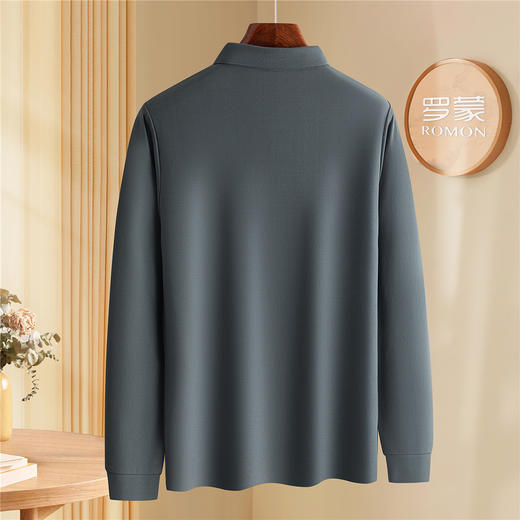 罗蒙男士秋冬Polo衫经典翻领百搭休闲商务polo衫男长袖t恤男春秋t恤男长袖 商品图3