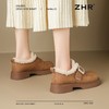 ZHR加绒勃肯鞋女2024冬新款厚底乐福鞋复古小皮鞋保暖雪地靴棉鞋 商品缩略图2