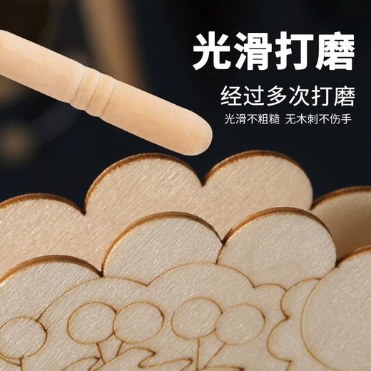 【京剧绘画拨浪鼓，亲子互动，益智有趣】京剧脸谱拨浪鼓 diy儿童手工 木质传统国风手持玩具 绘画涂色木-QQ 商品图3