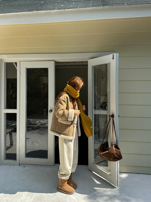 高级感复古麂皮绒短款外套！女款2024冬季新款韩版保暖皮毛一体大衣！ 商品图3