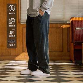 LUSHISI重山主题重磅毛圈做旧立体刺绣美式潮流复古宽松运动长裤