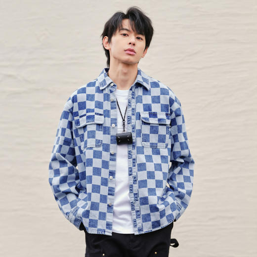gxg.jeans男装2024年春季热卖翻领双色 牛仔衬衫JHF1E900411 商品图1