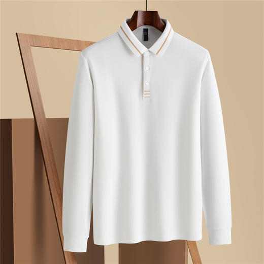 罗蒙男士秋冬Polo衫加绒保暖含羊毛蚕丝双面磨毛撞色领商务长袖polo衫男t恤 商品图3