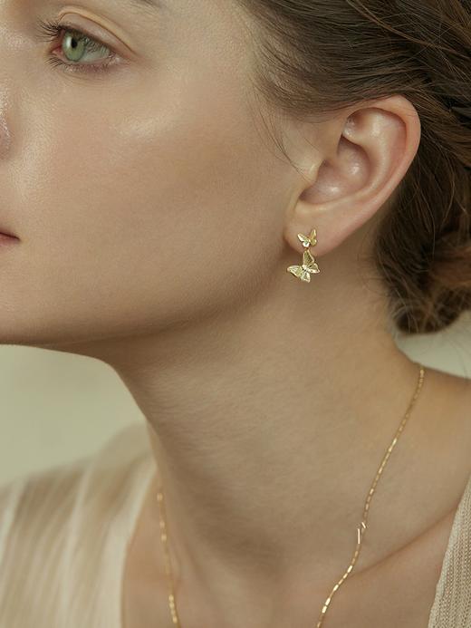Oflye潮流饰品  耳坠大小双蝴蝶造型耳环精致轻奢高级感耳钉新款 商品图2