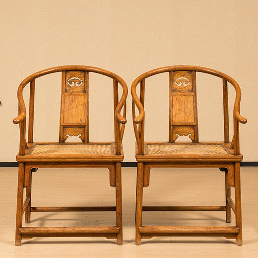 清 黄花梨三攒靠背如意云纹圈椅（一对） 商品图0