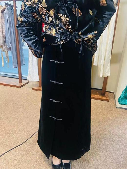 创业大礼包|竹子纹真丝提花立领夹棉外套+真丝丝绒夹绵女半裙(不夹棉) 商品图6