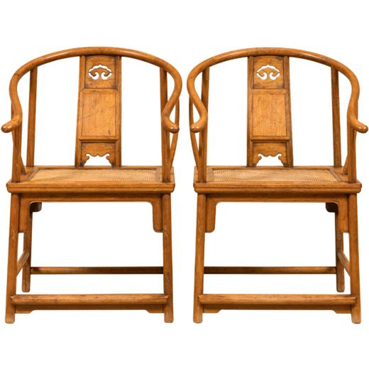 清 黄花梨三攒靠背如意云纹圈椅（一对） 商品图5