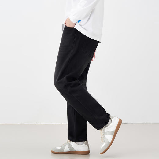 gxgjeans男装冬季加绒直筒牛仔裤高街磨旧锥形裤长裤潮 商品图1