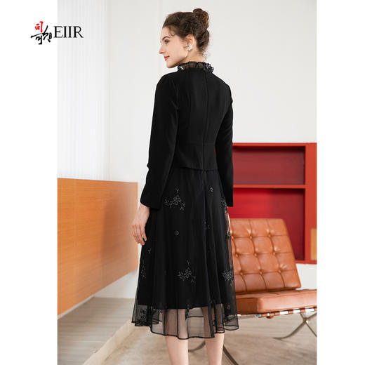 司歌假两件连衣裙网纱刺绣收腰长袖端庄大气A901102X 商品图2