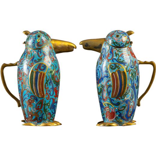 清 铜胎掐丝珐琅鸭形执壶（一对） 商品图5