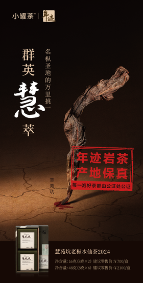 小罐茶旗下•年迹慧苑坑老枞水仙茶2024年份两泡装8g*2泡-共16g茶叶
