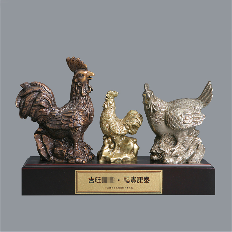 宇达青铜全铜鸡摆件 十二生肖 创意装饰 家居工艺摆件