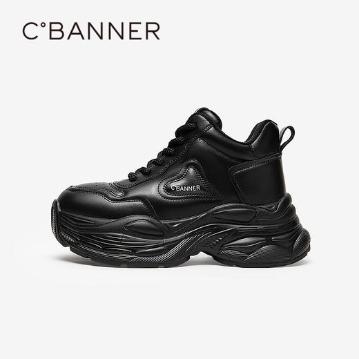 千百度厚底老爹鞋女款冬季加绒保暖增高机能时尚休闲运动鞋A24682504 商品图2