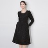 【高货wl】全新升级【铂金会员321/天猫429/差价108】(40646) 洛诗琳秋冬时尚气质长袖点钻圆领镶钻收腰拼接袖连衣裙 商品缩略图0