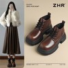 ZHR则则时尚百搭马丁靴2024新款英伦复古皮靴法式小短靴加绒女靴 商品缩略图1