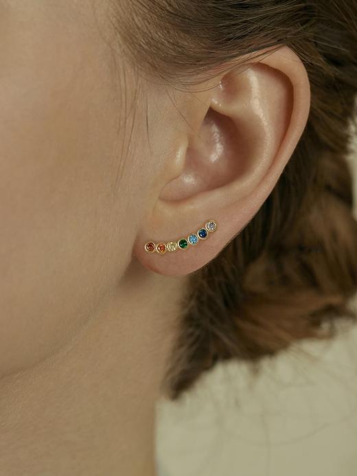 Oflye潮流饰品   彩虹色多钻耳排多巴胺彩色耳钉女新款小清新轻奢甜美气质耳饰 商品图0