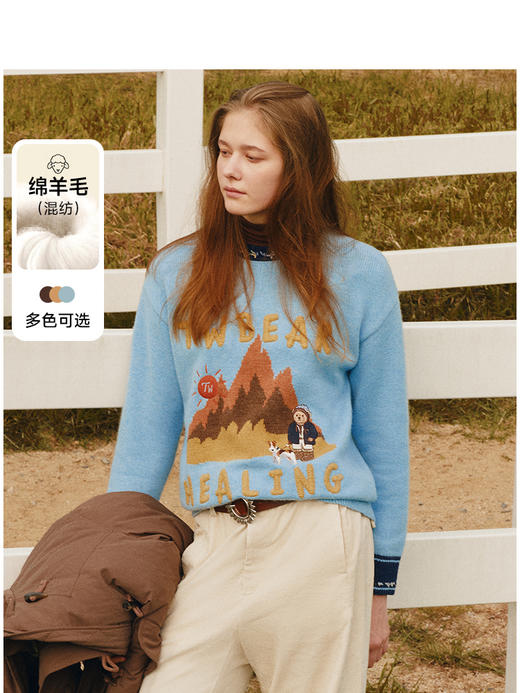 Teenie Weenie小熊卡通毛衣女冬季毛衫TTKW248C47I 商品图0