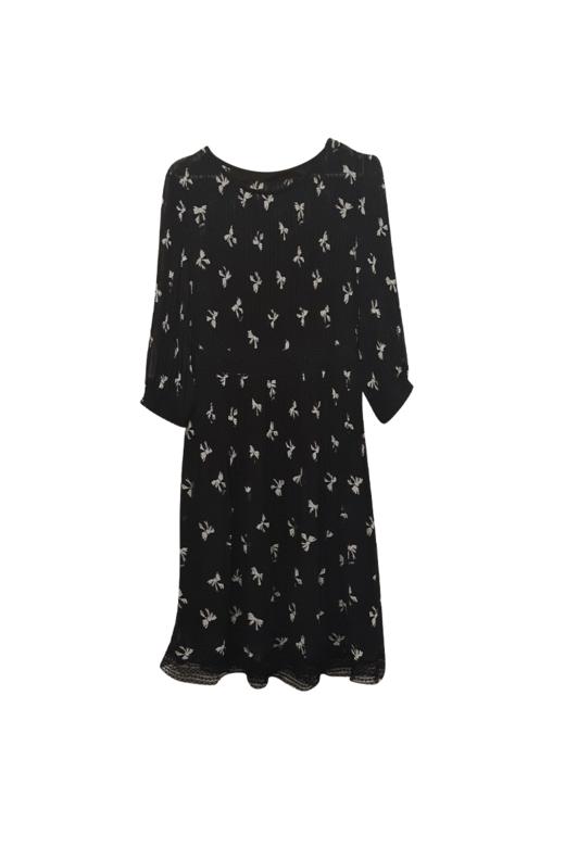 VIVIAN LIU TD2434122夏新款圆领带吊带印花压褶长袖长款连衣裙 商品图5