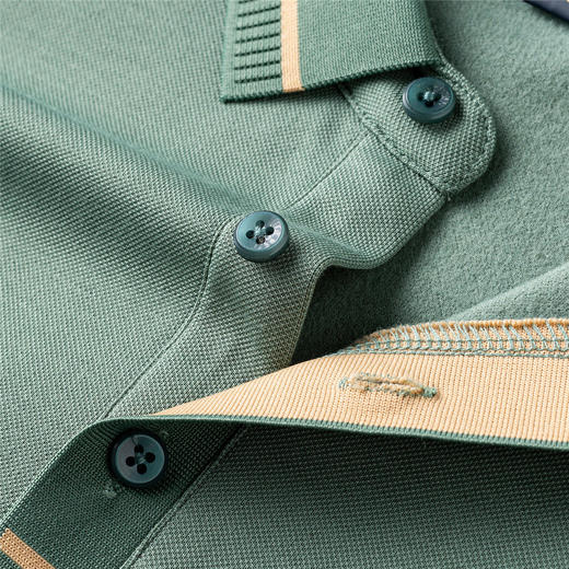 罗蒙男士秋冬Polo衫加绒保暖含羊毛蚕丝双面磨毛撞色领商务长袖polo衫男t恤 商品图6