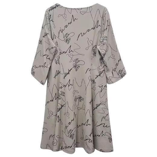 VIVIAN LIU Y2257403秋女装新款方V领宽松长袖印花针织连衣裙 商品图1